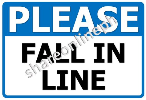 fall into line meaning|fall in line signage.